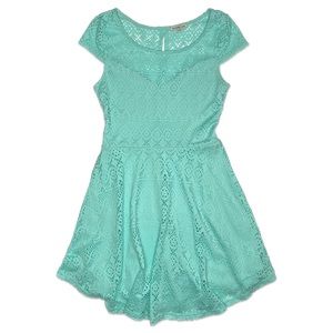 Charlotte Russe Robin Egg Blue Mint Green Lace Short Sleeve Mini Dress